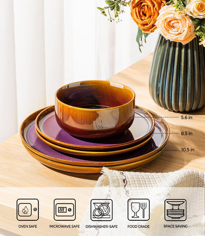 Ceramic Dinnerware Set for 6, 18-Piece Plates and Bowls Set2