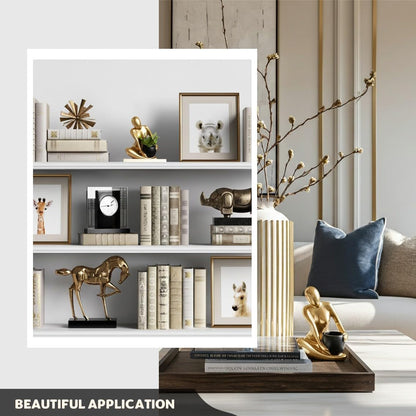 Modern Abstract Statue with Removable Faux Succulents Plants – Resin Figurine Home Decor Accents, Coffee Table Shelf Styling. Collectible Art Luxury Gift Items Woman Thinker Sculpture (Gold)6