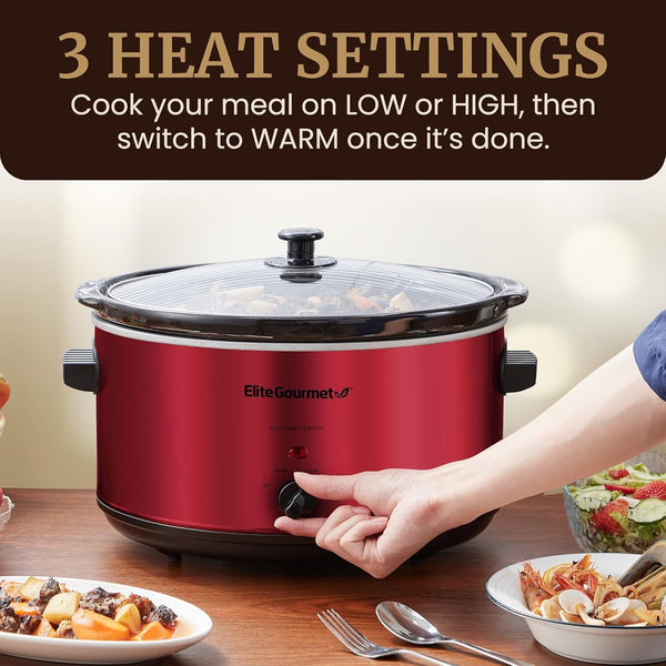 MST-900RXT Electric Ceramic Slow Cooker, 8.5 Qt, Metallic Red | Adjustable Temp, Dishwasher-Safe Glass Lid & Crock - Great for Entrees, Sauces, Stews & Dips2