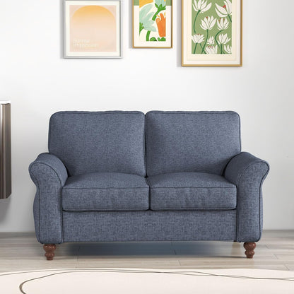 57" Loveseat Sofa, 2 Seater Comfy Love Seat Sofa for Living Room, Apartment, Office, Blue1