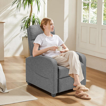 Massage Recliner Chair for Adults, Adjustable Home Theater Seating with Lumbar Support for Living Room, Modern Fabric Reclining for Small Space, Grey2