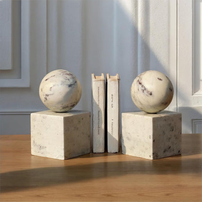 Creative Co-Op 2-Piece Marble Geometric Bookends, White7