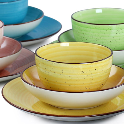 Sebastian round Stoneware Dinnerware Set in Assorted Colors (18 Piece)3
