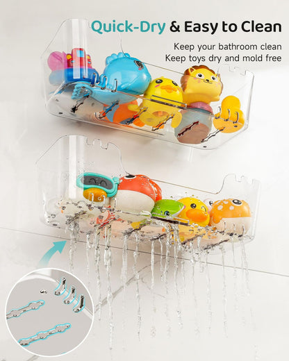 Bath Toy Storage Organizer 2 Pack, Bath Toy Holder with Drain Holes3