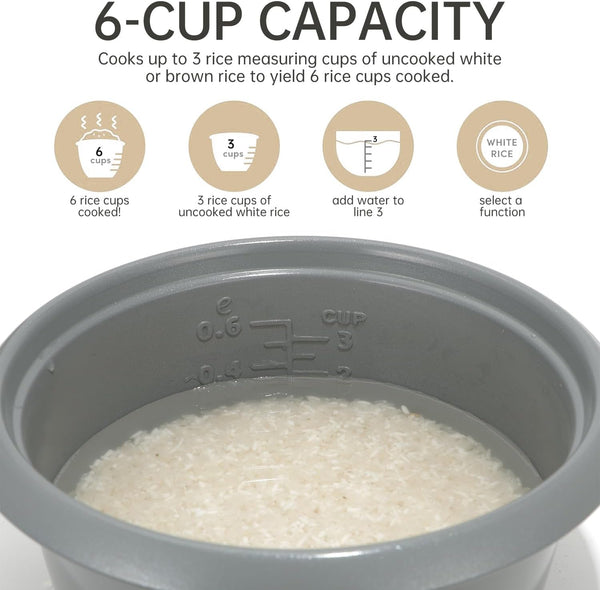 3 Cups Rice Cooker Small, Electric Rice Maker Cooker with Steamer Tray, Nonstick Inner Pot, 6-Cups Cooked/3-Cups Uncooked, Automatic Keep Warm, Yellow6
