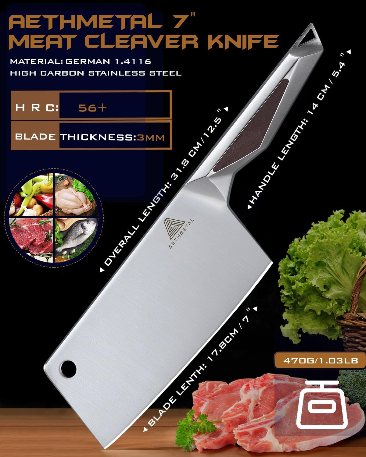 7-meat-cleaver-knife-full-tang-high-carbon-stainless-steel-kitchen-cleaver-for-chopping-meat-pork-and-bones-ergonomic-metal-handle-professional-chef-butcher-knife