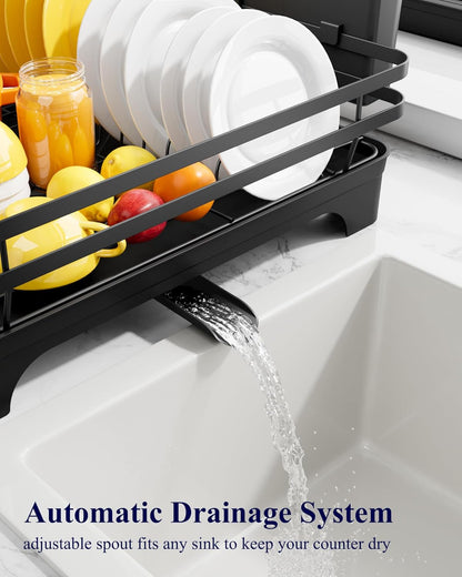 Multi-Functional Dish Drying Rack, 15.7" X 12.0" X 5.5", Black7
