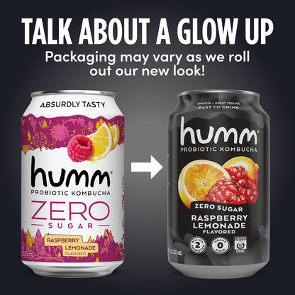 Probiotic Kombucha Zero Sugar Variety Pack, No Refrigeration Needed, Keto Friendly, Organic, Vegan, Gluten Free, 12Oz Cans (16 Pack)5