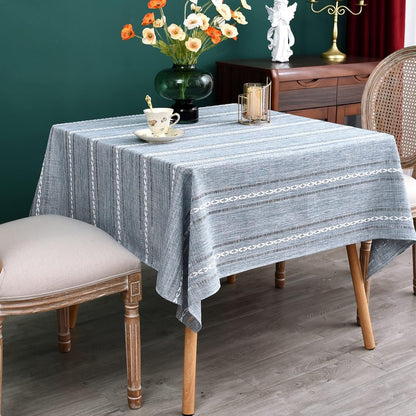 Farmhouse Embroidered 42X42 Inch Square Tablecloth Linen Texture3