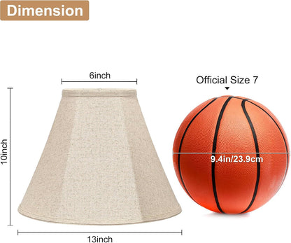 Bell Lamp Shades Set of 2, 6"Top X 13"Bottom X 10"High, Beige Lamp Shade | Lampshade for Table Lamps Floor Lamps, Fabric Natural Linen Hand Crafted, Spider Fitter, Harp Holders Included, Easy Assembly2