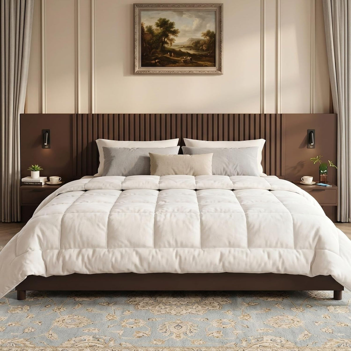 king-size-platform-bed-with-built-in-nightstands-and-reading-lights-vertical-slatted-headboard-heavy-duty-noise-free-wood-bed-frame-with-wood-slats-support-walnut