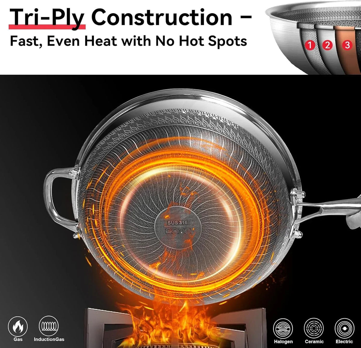 5-piece-stainless-steel-flatware-set-and-coating-free-hybrid-stainless-steel-wok-with-lid-12-6-flat-bottom-stir-fry-pan