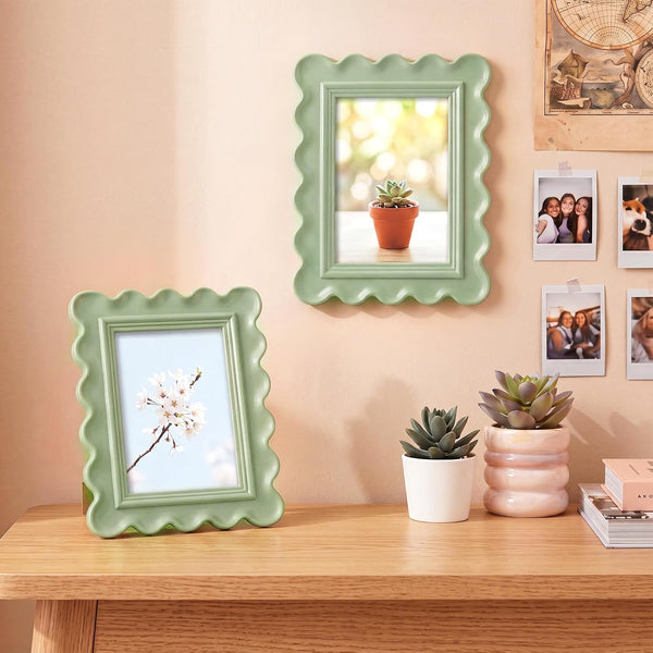 5X7 Inches Wavy Scalloped Picture Frame Sage Green4