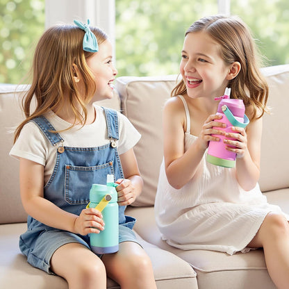 12Oz Kids Water Bottle, Stainless Steel Insulated Water Bottle, Toddler Cup with Straws Leak-Proof, Kids Water Bottles for School Boys Girls, BPA Free, Blue7