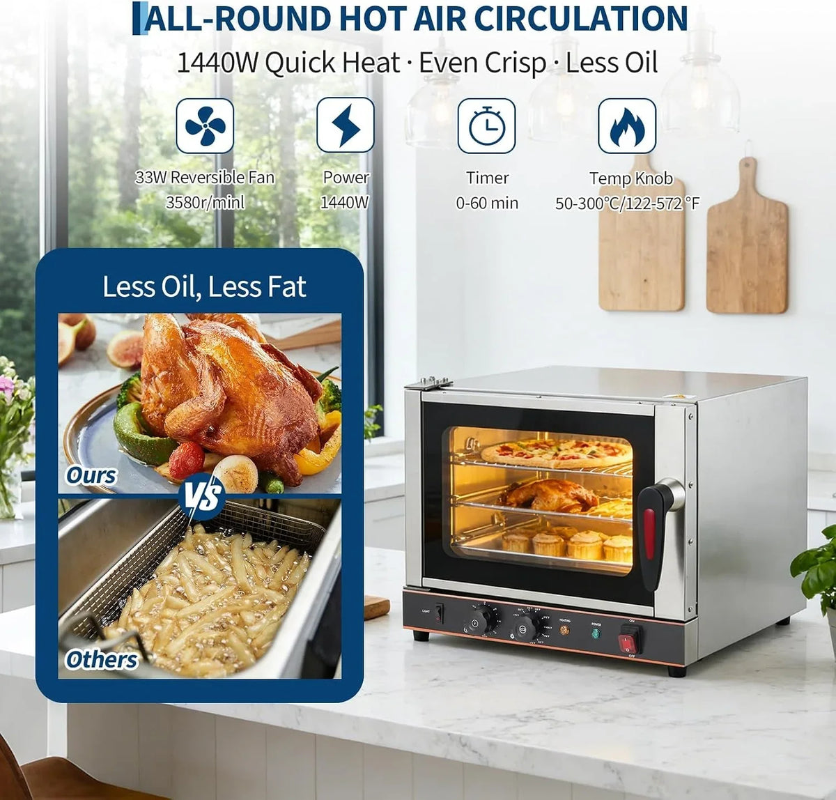 compact-22l-commercial-countertop-convection-toaster-oven-3-tier-air-fryer-1440w-adjustable-temp-30-c-300-c-half-size-stainless-steel-with-trays-wire-racks-kitchen-appliance