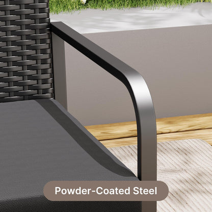 8 Piece Outdoor Black Wicker Conversation Set, Black5