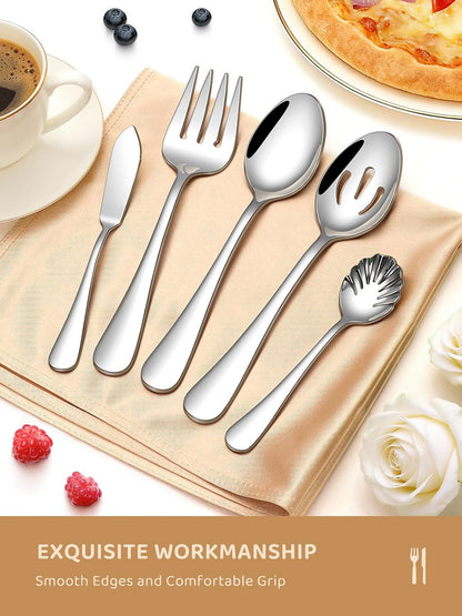 45 Piece Silverware Set for 8 with Serving Utensil Set, Food-Grade Stainless Steel Flatware Set Include Forks Spoons Knives, Dishwasher Safe for Home Hotel Restaurant Wedding, Mirror Polished7