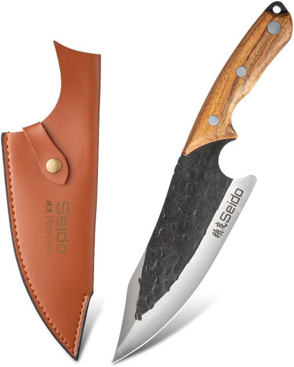 Seido Senjutsu 7 Inch Butcher Knife, 440C Steel, Walnut Handle2