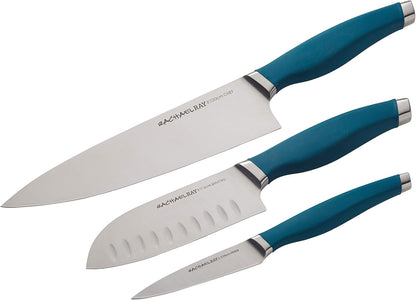 Cutlery Japanese Stainless Steel Knives Set with Sheaths, 8-Inch Chef Knife, 5-Inch Santoku Knife, and 3.5-Inch Paring Knife, Teal1