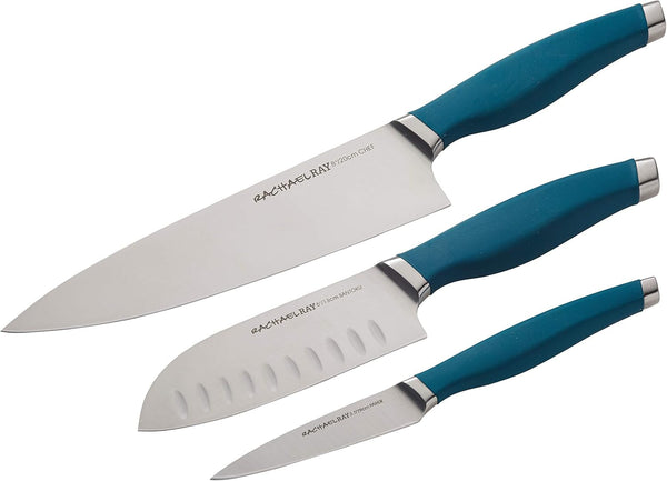 Cutlery Japanese Stainless Steel Knives Set with Sheaths, 8-Inch Chef Knife, 5-Inch Santoku Knife, and 3.5-Inch Paring Knife, Teal1