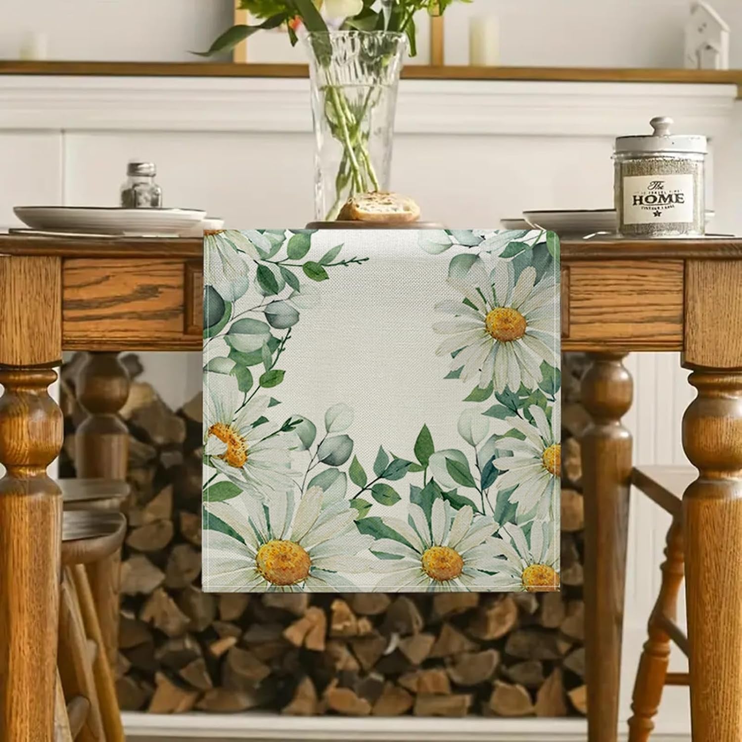 daisy-flowers-table-runner-13x72-inch-seasonal-spring-summer-green-plants-kitchen-dinning-table-decoration-for-indoor-outdoor-birthday-home-party-decor