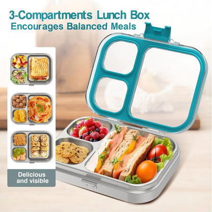 Stainless Steel Bento Lunch Box, Blue, 3.3Cups3