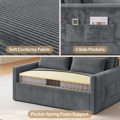 77.2'' Extended Pull Out Sofa Bed, 3-In-1 Sleeper Couch, Dark Gray6