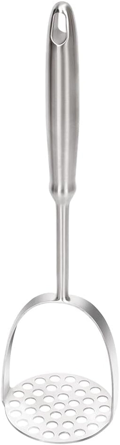 Potato Masher, Uncoated Stainless Steel Potato Press, One-Piece | 37-Hole Design, Dual-Arc, 304 Stainless Steel, Lump-Free Mashing, Non-Slip Handle, Dishwasher Safe1