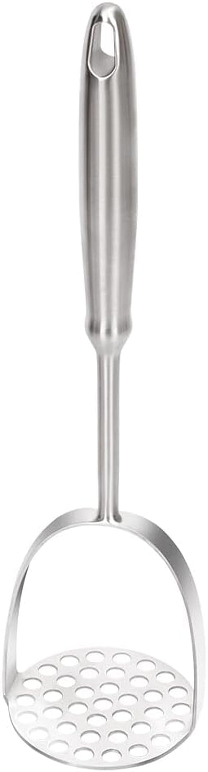 Potato Masher, Uncoated Stainless Steel Potato Press, One-Piece | 37-Hole Design, Dual-Arc, 304 Stainless Steel, Lump-Free Mashing, Non-Slip Handle, Dishwasher Safe