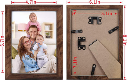 5X7 Picture Frame Brown Set of 12, Multi Rustic Walnut Wood-Color 5 by 7 Photo Frames Bulk for Wall or Tabletop Display2