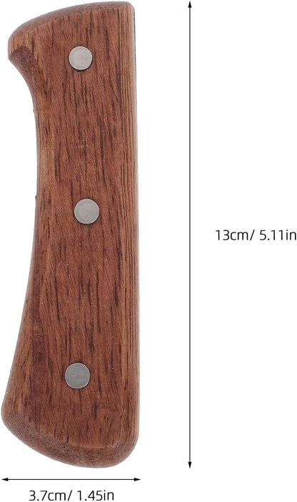 1 Pair Replacement Knife Handle - Solid Wood Knife Scales - Pre Drilled Chopper Handle - Easy Installation - Kitchen Butcher Cleaver Grip for Restaurant Brown2