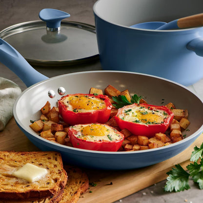 Solara 14-Pc Ceramic Non Stick Pots and Pans Set with Lids | Heavy-Gauge Aluminum Cookware Kitchen Set with Ceramic Nonstick Coating, Dishwasher and Oven Safe - Blue3