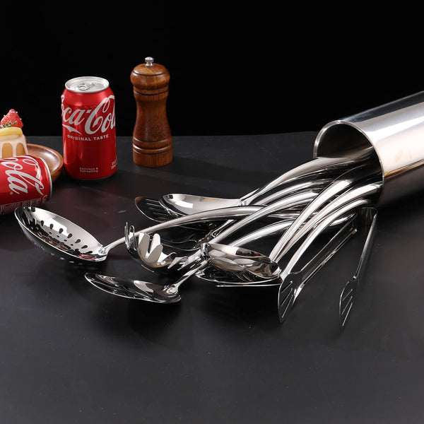18/10 Stainless Steel Kitchen Utensils Set with Holder for Countertop8