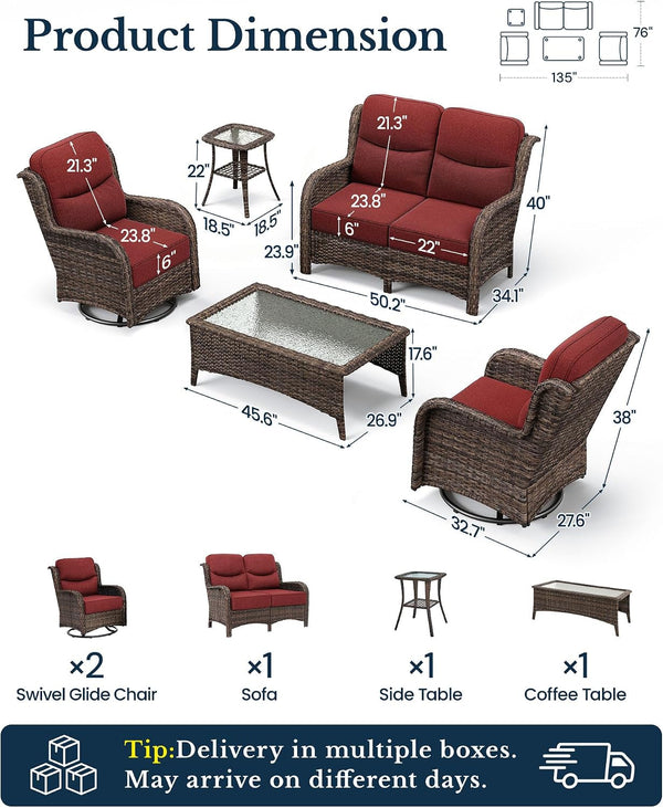 Luxury Outdoor Patio Furniture Set with 6-Inch Thick Cushions2