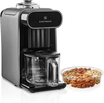 Milkmade Soy Milk Maker 6-In-1 Vegan Plant-Based Milk Machine with Auto Clean, and Delay Start, Almond, Oat, Soy, Cashew, Coconut, Macadamia Milk Maker with Nut Platter (Silver/Black) | Self-Cleaning Cycle, Delay Start, Glass Pitcher5
