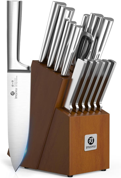 Knife Set - Kitchen Knife Set 15 Pieces Japanese Stainless Steel Knife Block Set with Sharpener - Dishwasher Safe Kitchen'S Knives - Ultra Sharp Chef Knife Set for Kitchen, Utility Knives1