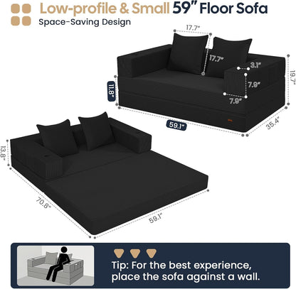 Futon Sofa Bed, Convertible Sofa Bed, Folding Boneless Couches3
