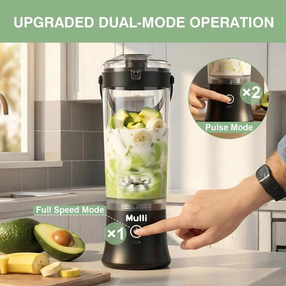 Portable Blender,17Oz Portable Blender for Shakes & Smoothies, USB-C Rechargeable, Bpa-Free, with Leak-Proof Lid & Straw Lid, Dishwasher Safe Cups3