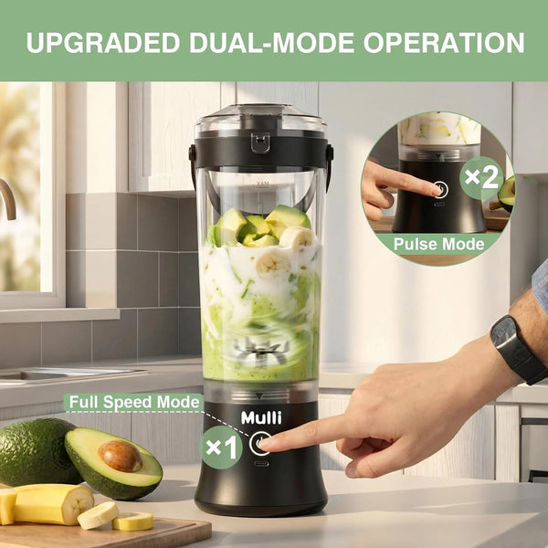 Portable Blender,17Oz Portable Blender for Shakes & Smoothies, USB-C Rechargeable, Bpa-Free, with Leak-Proof Lid & Straw Lid, Dishwasher Safe Cups3