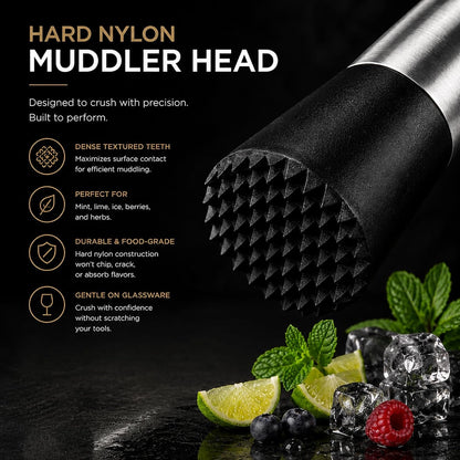 10 Inch Stainless Steel Muddler for Cocktail and 10 Inch Mixing Bar Spoon, 2 Pices Home Bar Tool Set | Stainless Steel Bar Muddler for Drink 2 Pcs Home Bar Tool Set for Mojitos Fruit Drinks, Sturdy Rust Proof5