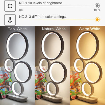 LED Table Lamp, Modern Dimmable Bedside Table Light, 18W, 3 Color Modes, for Living Room, Bedroom, Office, Nightstand, Bookshelf (White)3
