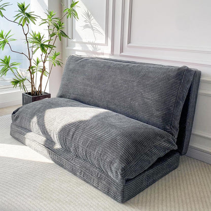 Folding Sofa Bed, Extra Thick and Long Floor Sofa Convertible Chair with Washable Cover, Floor Couch Lounge Bean Bag Bed for Living Room, Dark Grey, 54X91 Inch1
