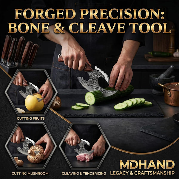 Viking Meat Cleaver Knife, Butcher Kitchen Axe & Sheath Gift for Men7