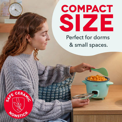 Mini Rice Cooker, 2-Cup Removable Ceramic Nonstick Pot, White | Small Rice Cooker, Rice Maker for One, Keep Warm Function, Cooks Oatmeal, Quinoa & Grains3