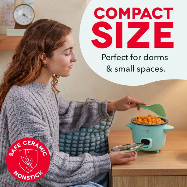 Mini Rice Cooker, 2-Cup Removable Ceramic Nonstick Pot, White | Small Rice Cooker, Rice Maker for One, Keep Warm Function, Cooks Oatmeal, Quinoa & Grains3