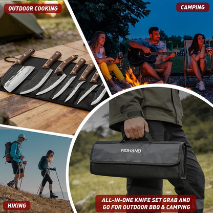 Butcher Knife Set, Viking Kitchen Serbian Chef Knife Set with Bag | Hand Forged Meat Cleaver Knife, Ergonomic Handle, High Carbon Steel Brisket Knife Set for Kitchen, Camping BBQ, Gift for Men6