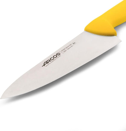 Chef Knife 8 Inch Nitrum Stainless Steel and 200 Mm Blade. Professional Multipurpose Cooking Knife. Ergonomic Polypropylene Handle. Series 2900. Color Yellow3
