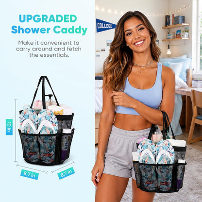 Mesh Shower Caddy Portable - 9 Pockets for College Dorm Room Essential3
