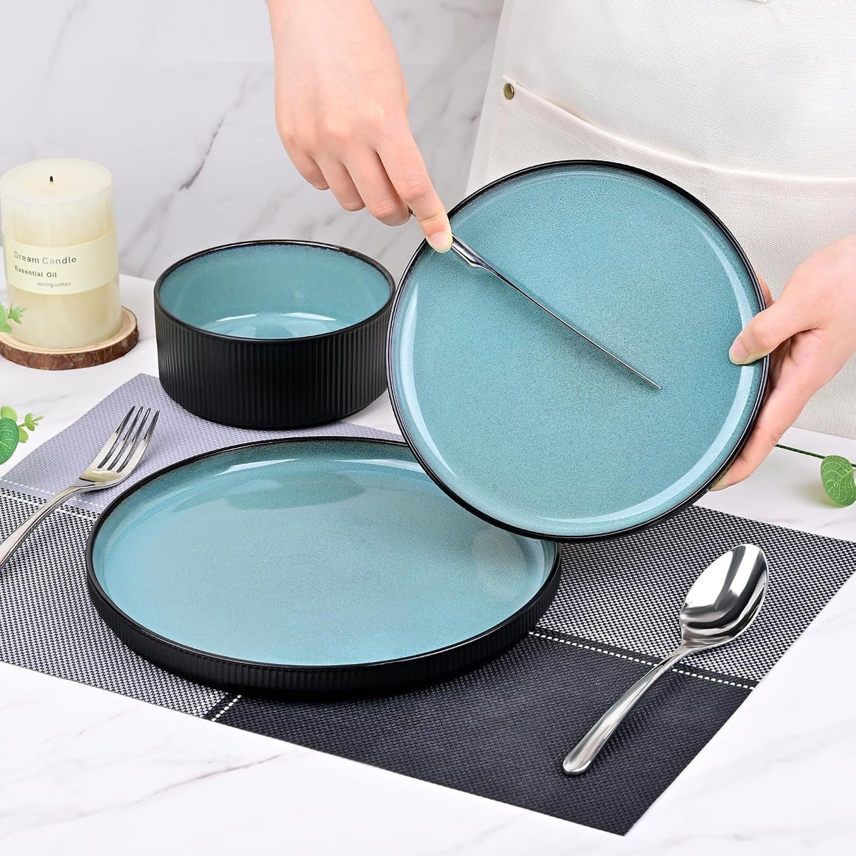 12-pcs-reactive-glaze-teal-stoneware-dinnerware-sets-for-4