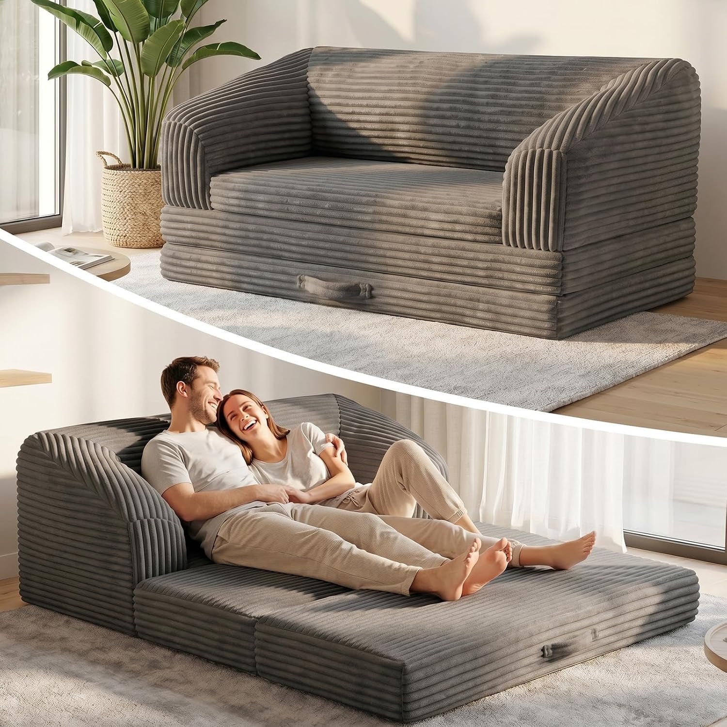 loveseat-51-inch-2-in-1-convertible-tri-folding-sofa-bed-with-thick-backrest-carry-handle-gray-foldable-couch-bed-lounger-sleeper-sofa-for-living-room-guest-room-soft-corduroy